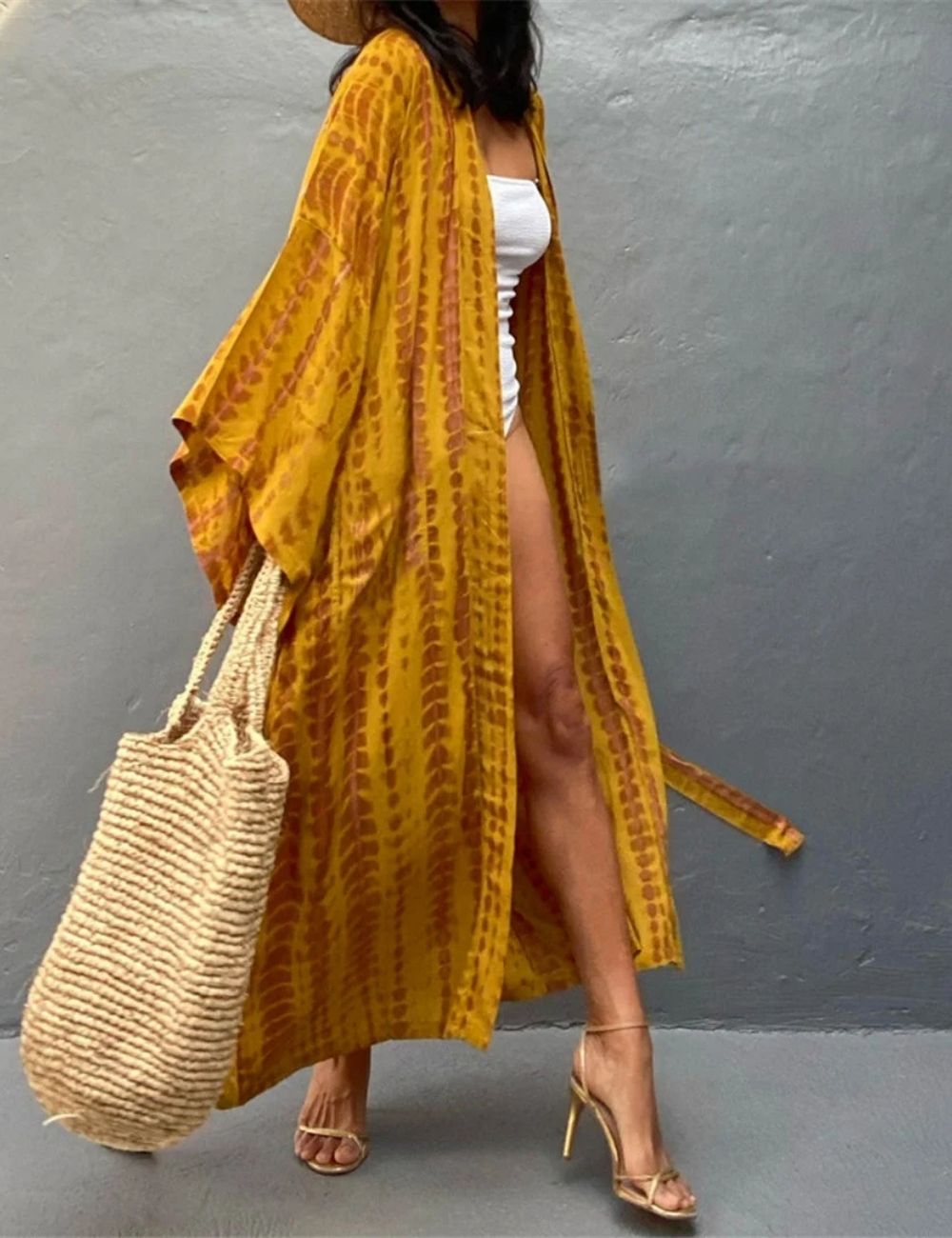Kimono Long | Imprimé Jaune