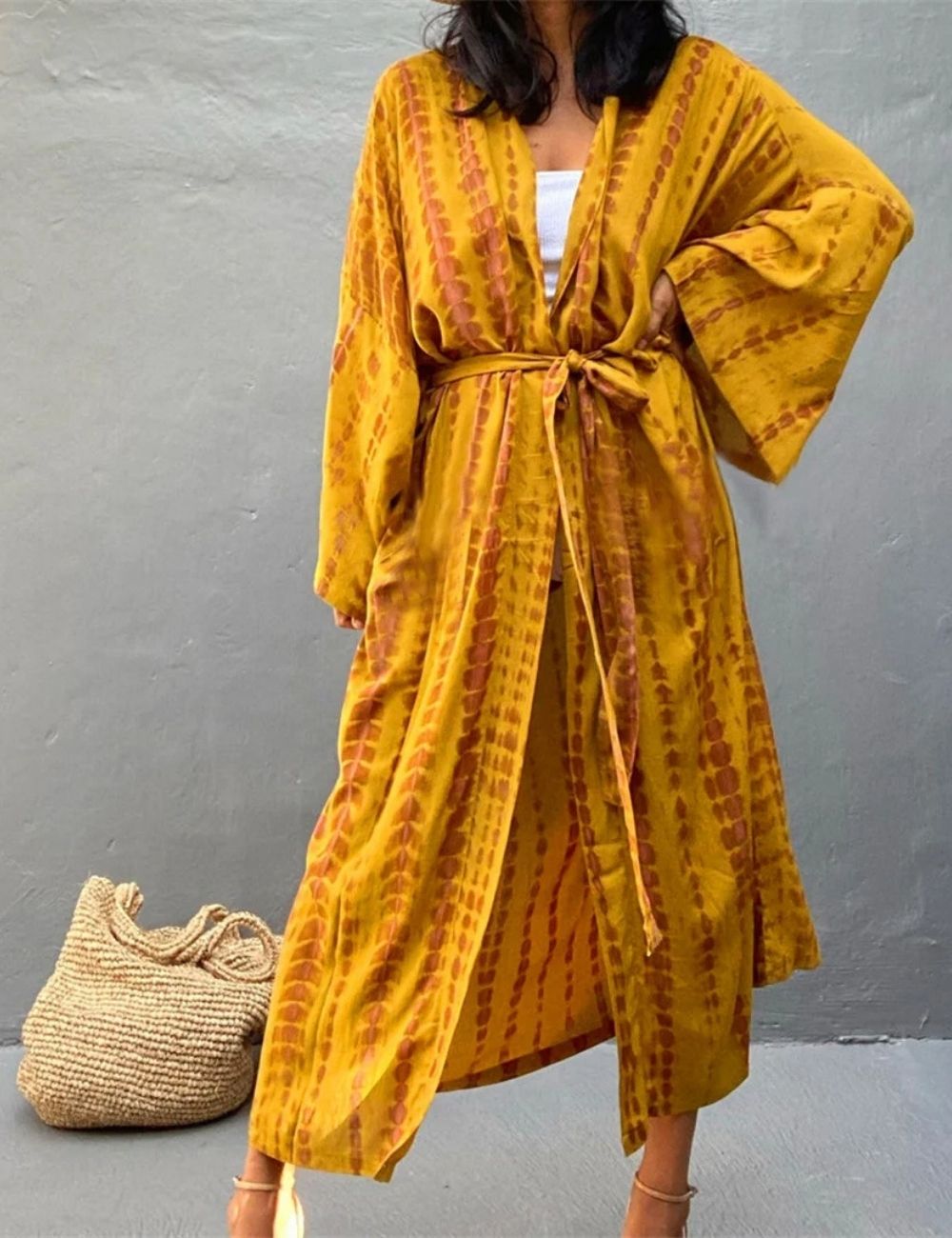 Kimono Long | Imprimé Jaune