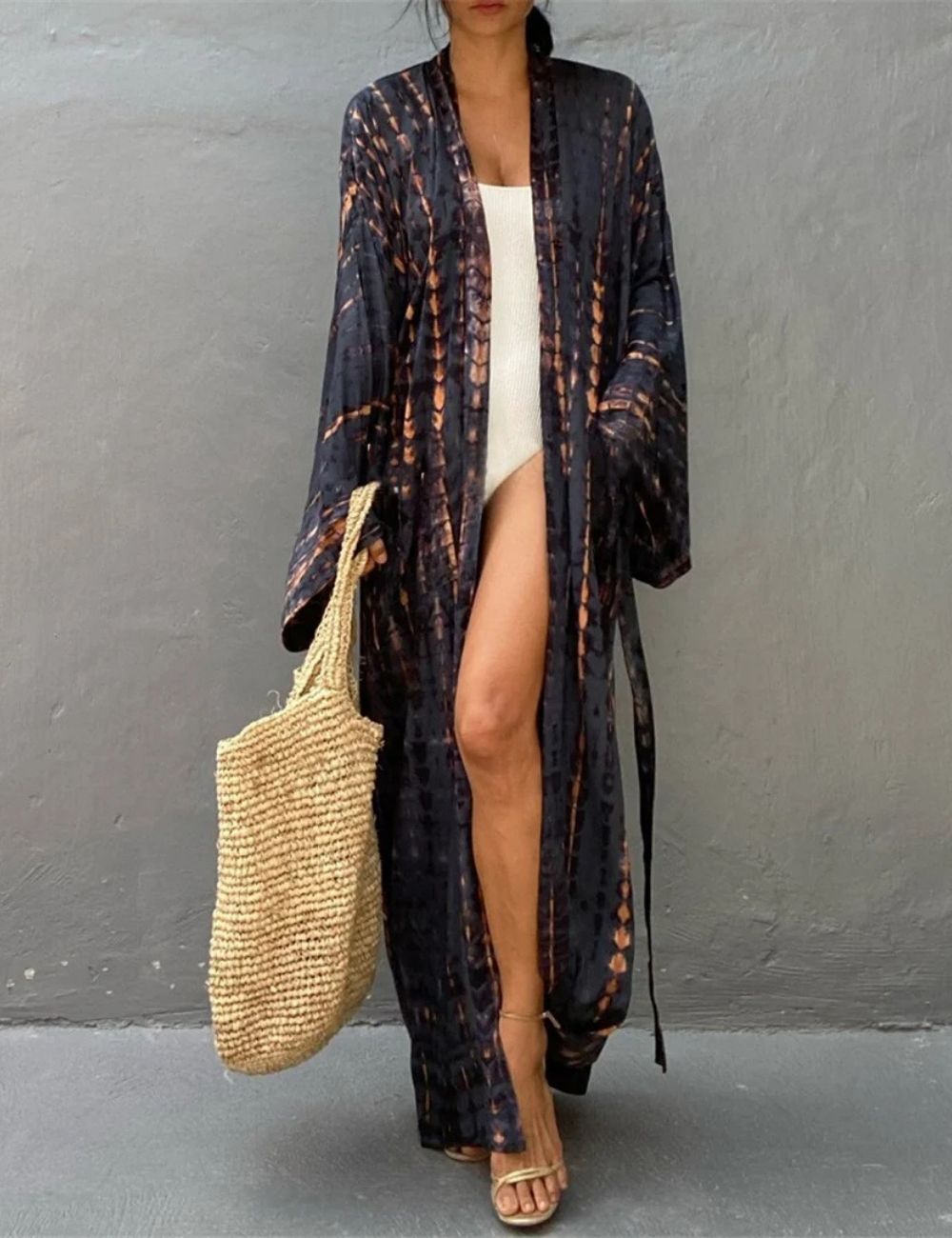 Kimono Long | Imprimé Noir