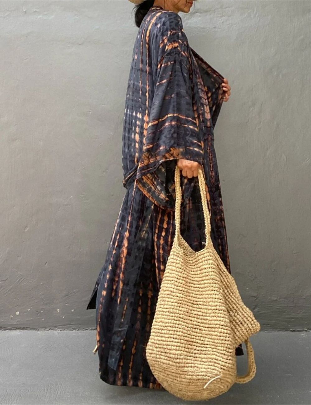 Kimono Long | Imprimé Noir