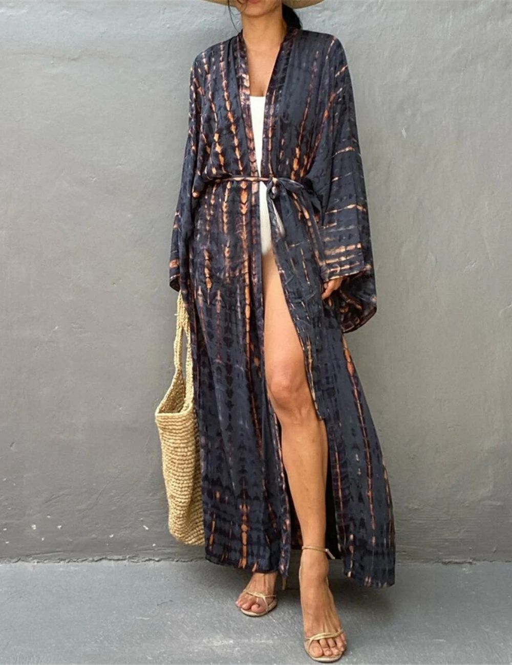 Kimono Long | Imprimé Noir