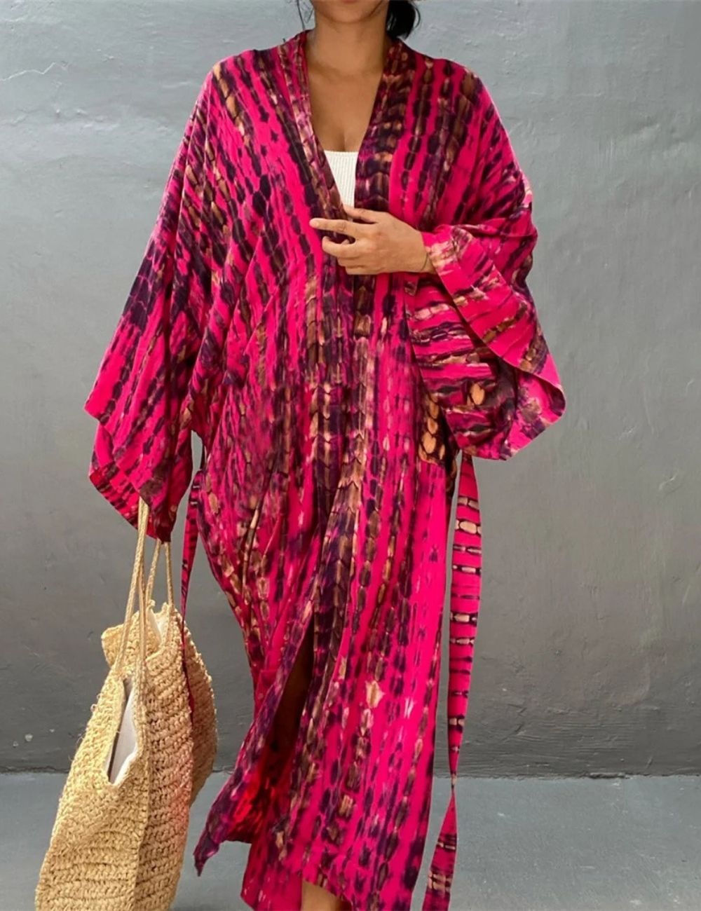Kimono Long | Imprimé Rouge