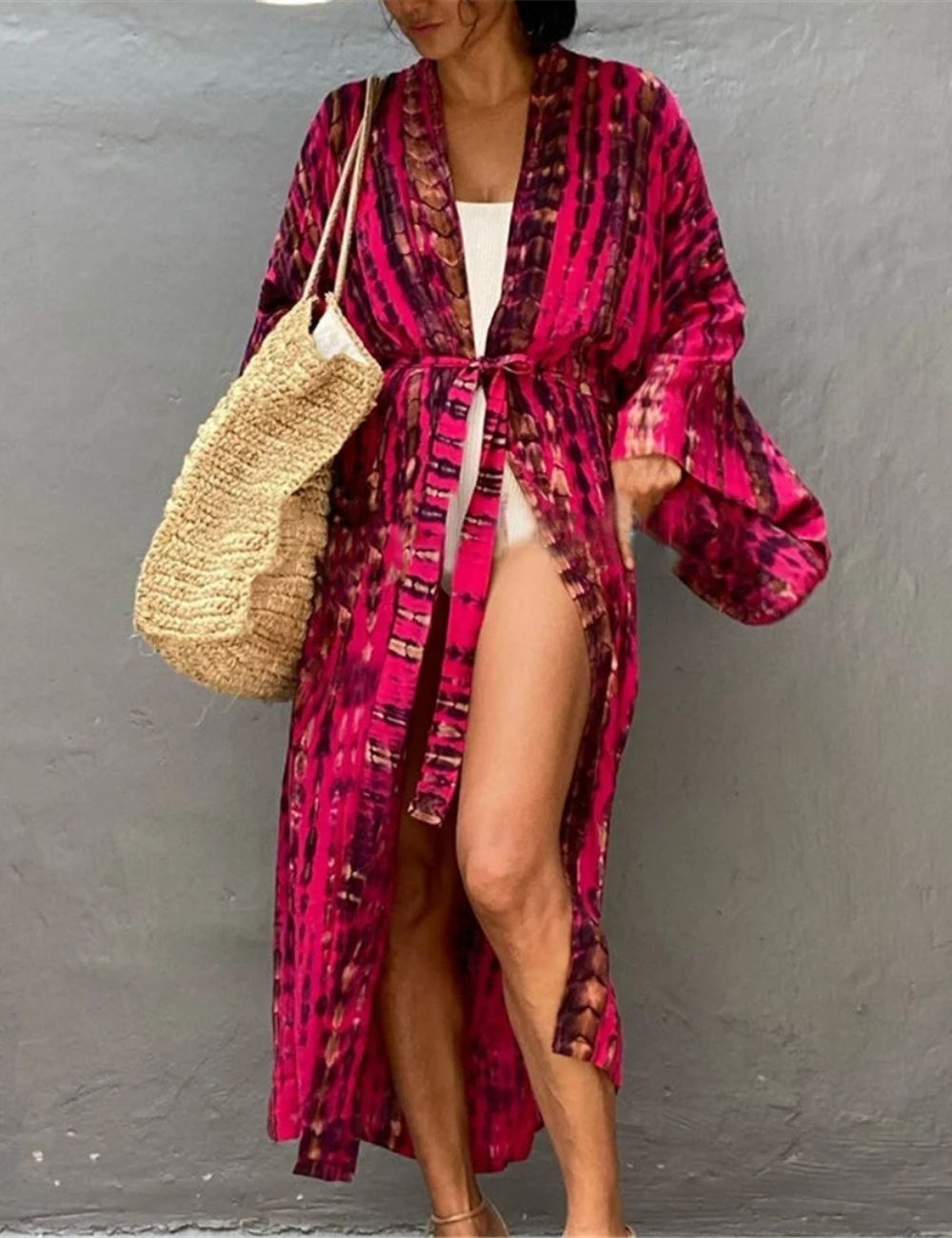 Kimono Long | Imprimé Rouge