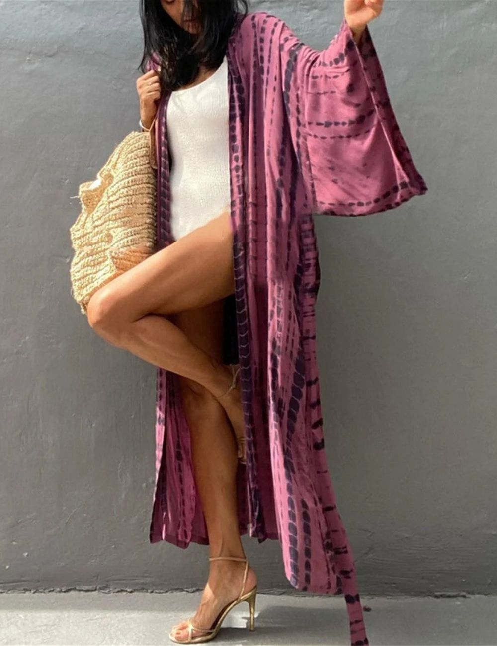 Kimono Long | Imprimé Rose