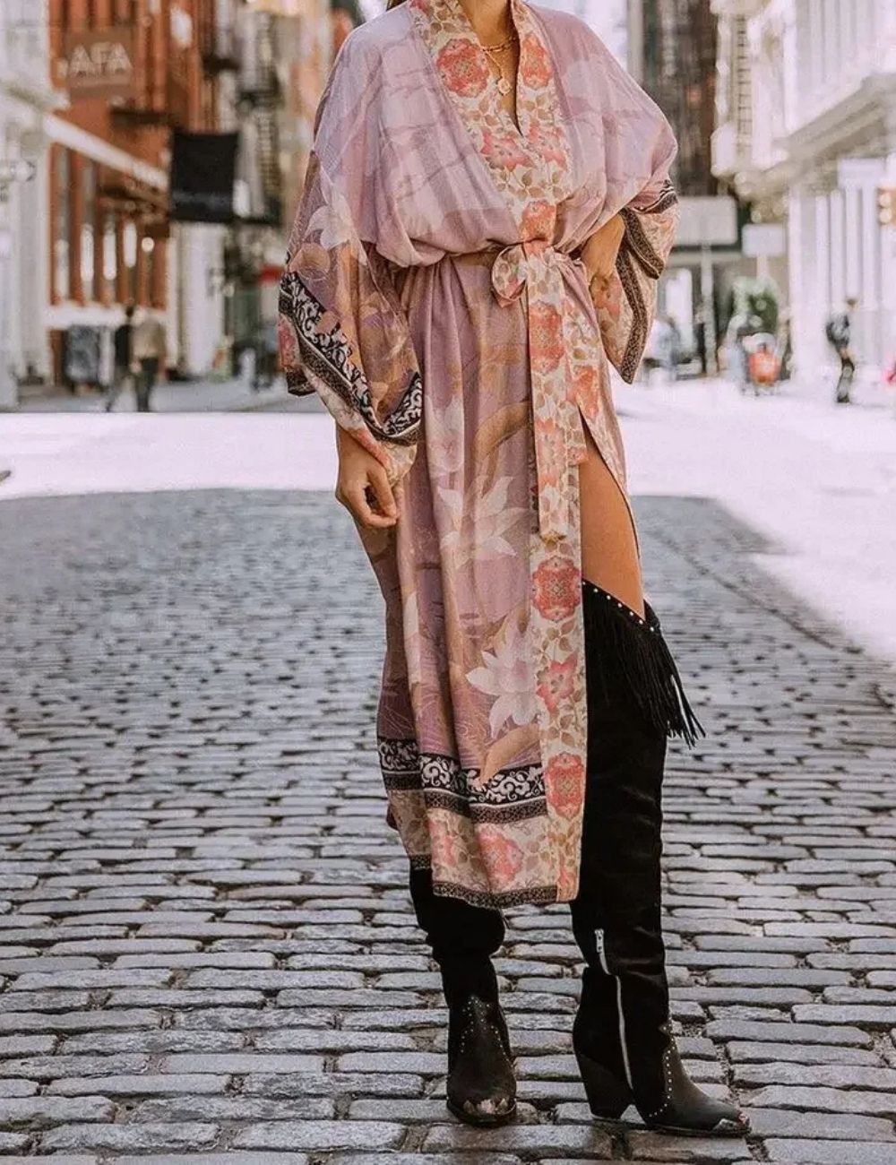 Kimono Long | Rose Fleuri