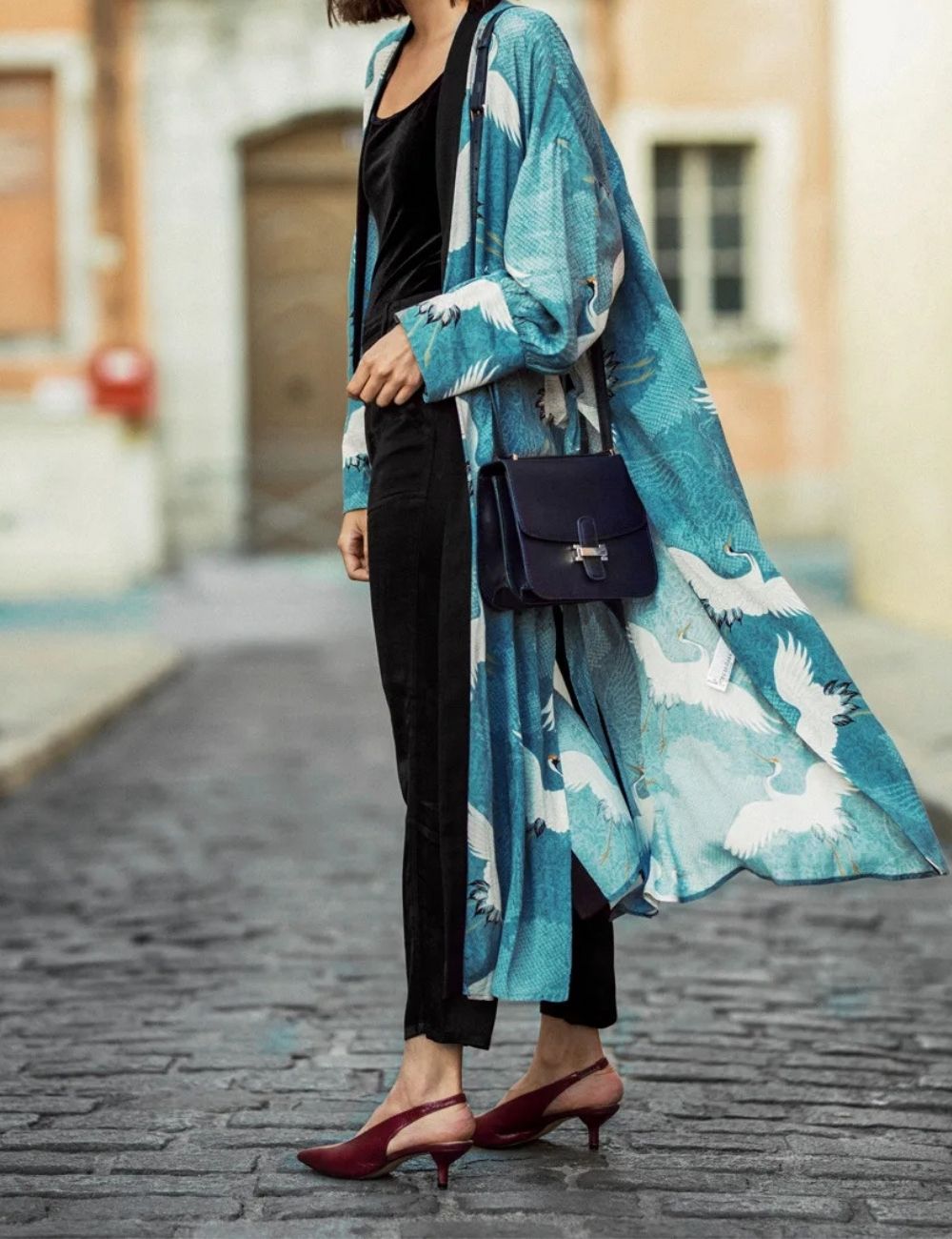 Kimono Long | Grues dans le Ciel Bleu