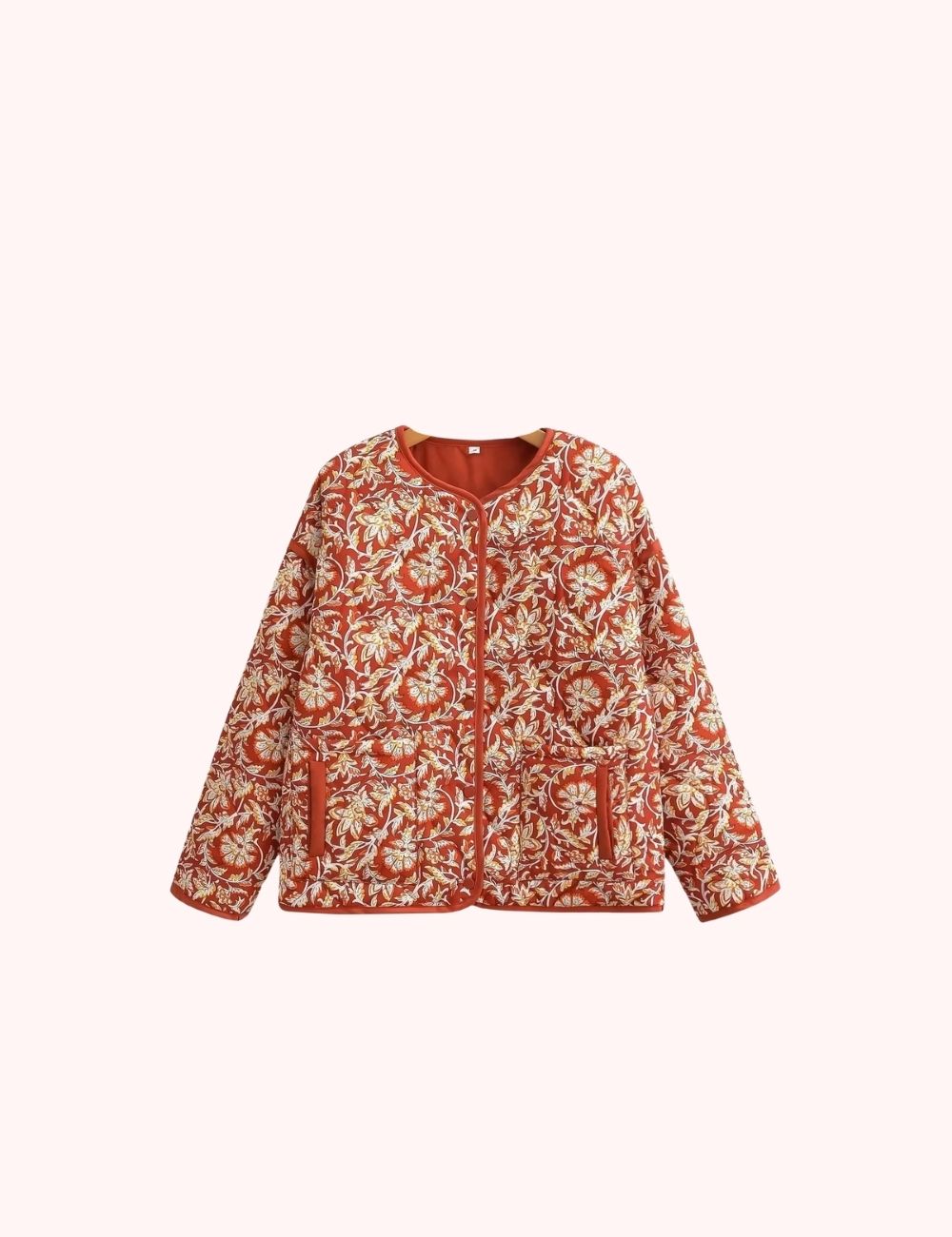 Veste Kimono Matelassée | Fleurs Rouges