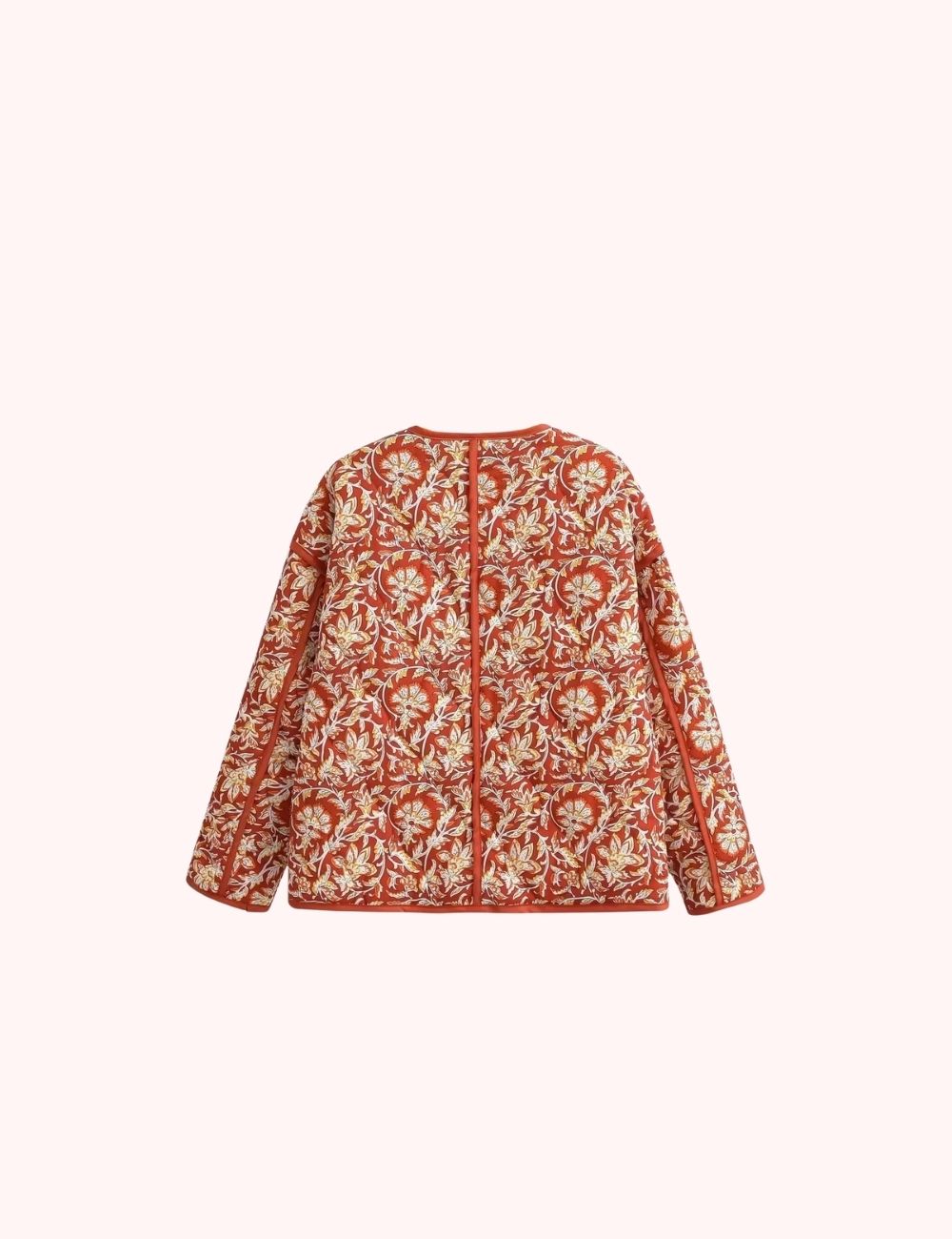 Veste Kimono Matelassée | Fleurs Rouges