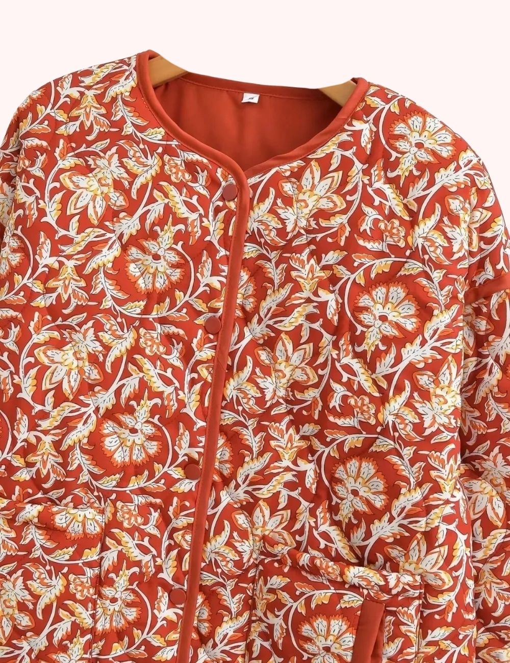 Veste Kimono Matelassée | Fleurs Rouges