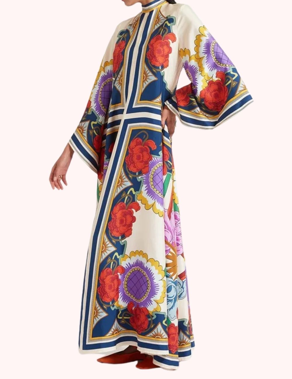 Robe Kimono Réversible | Fleurs Rouges