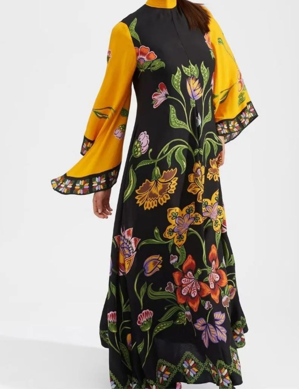 Robe Kimono Réversible | Fleurs Jaunes