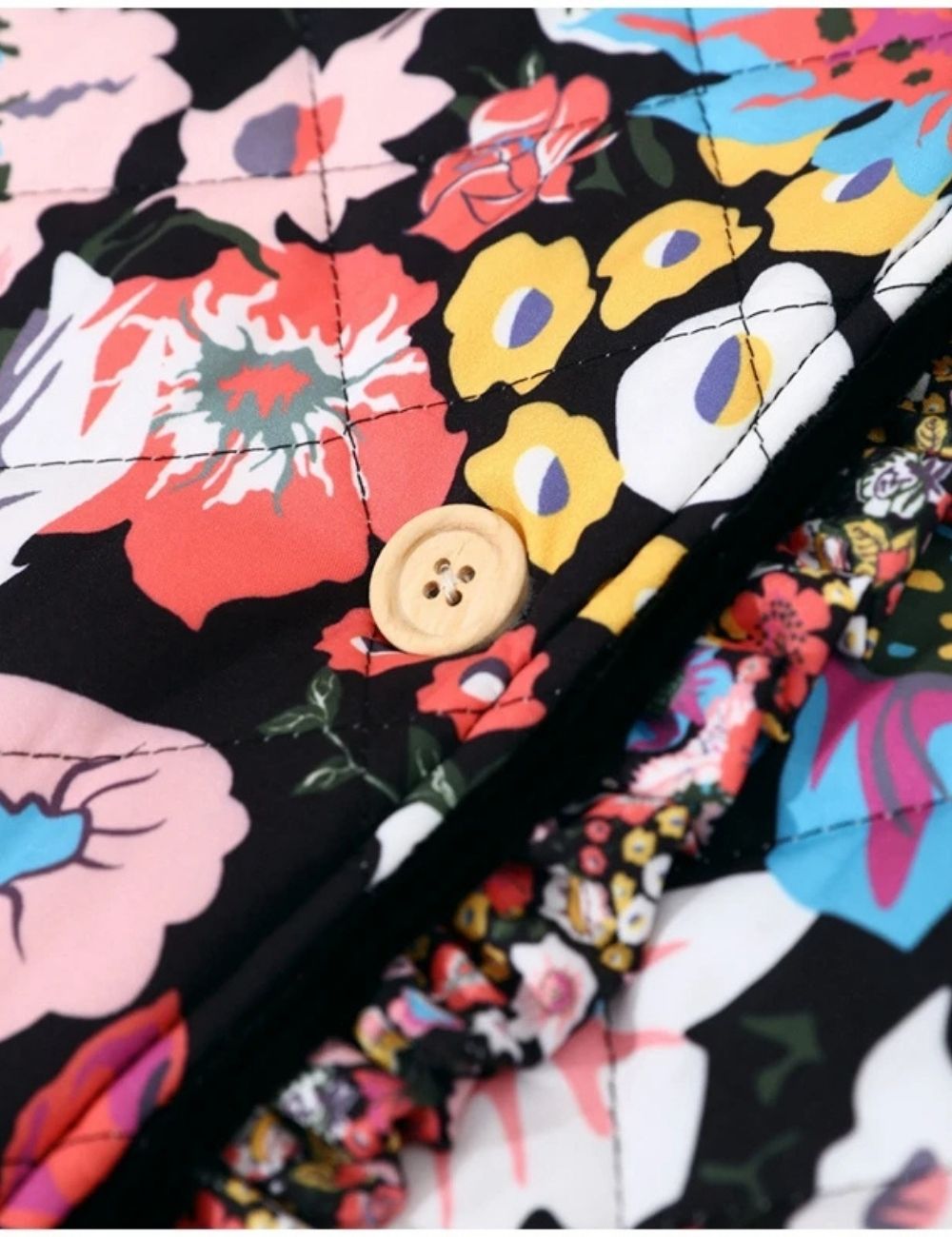 Veste Kimono Matelassée | Fleurs de Printemps