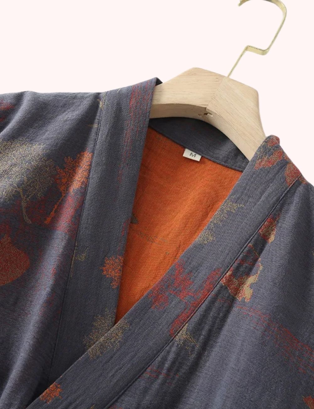 Peignoir Kimono Bleu | Arbres Oranges