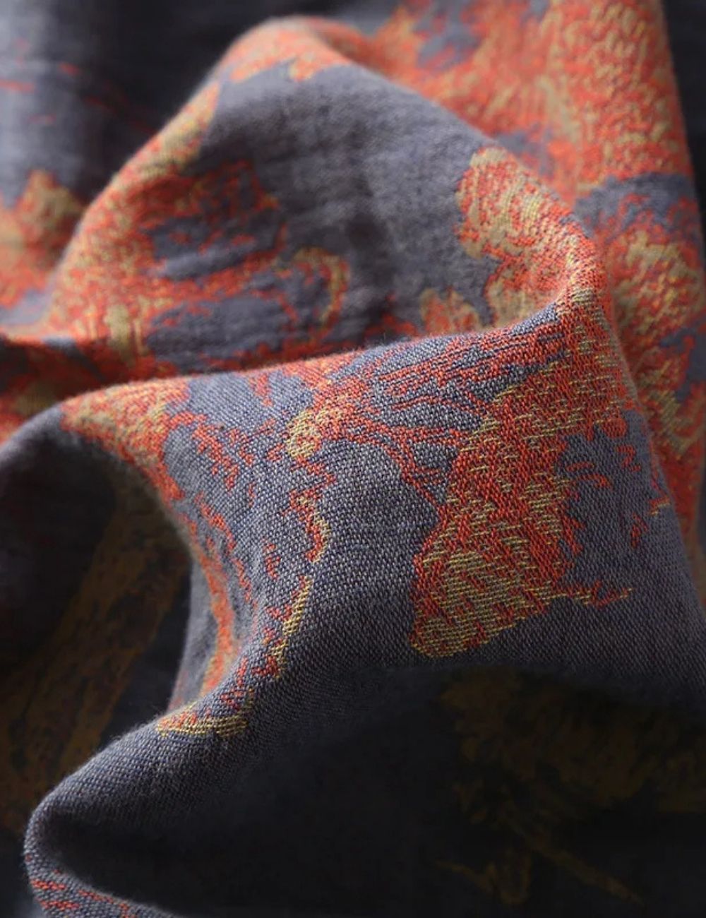 Peignoir Kimono Bleu | Arbres Oranges