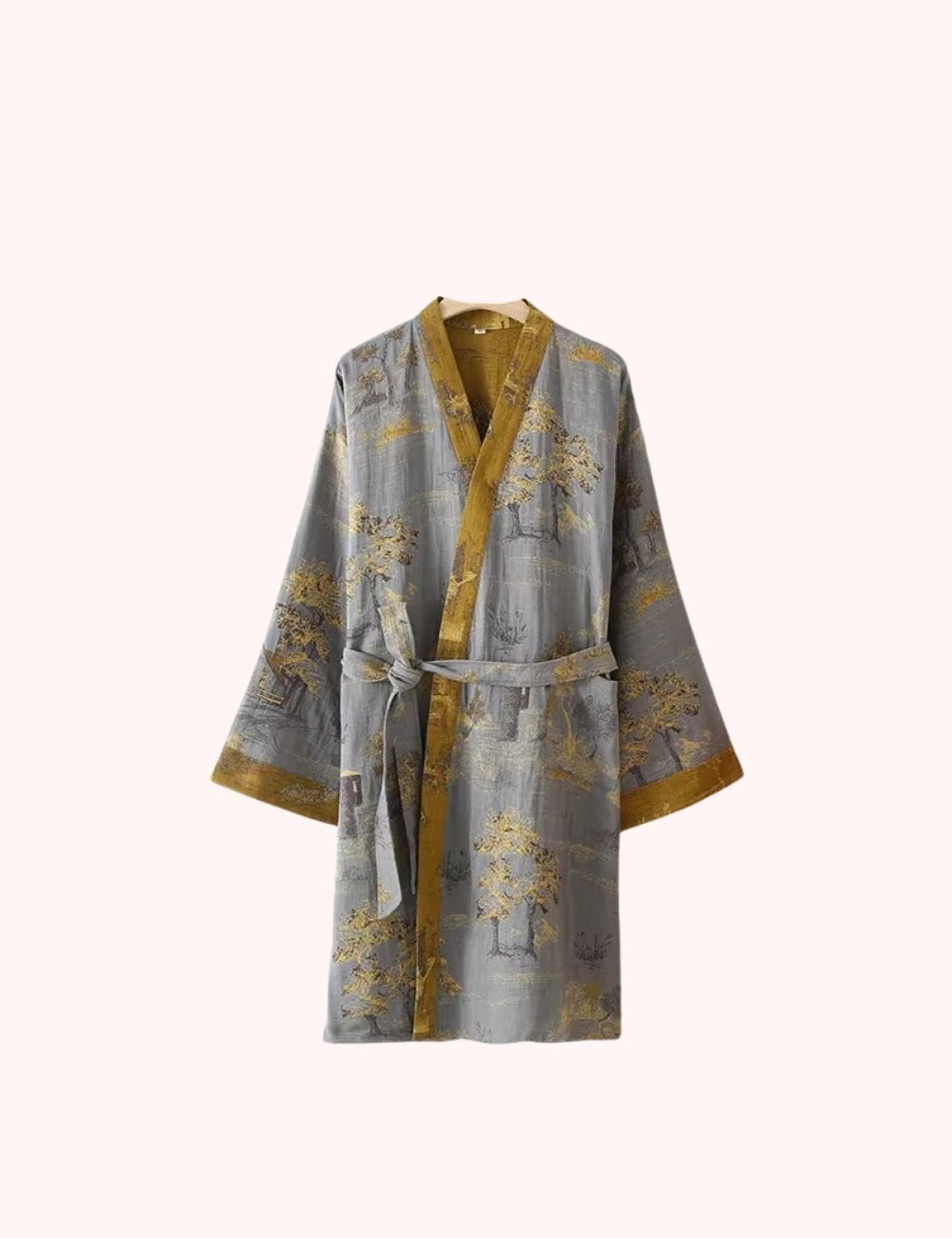 Peignoir Kimono Jaune | Arbres Dorés