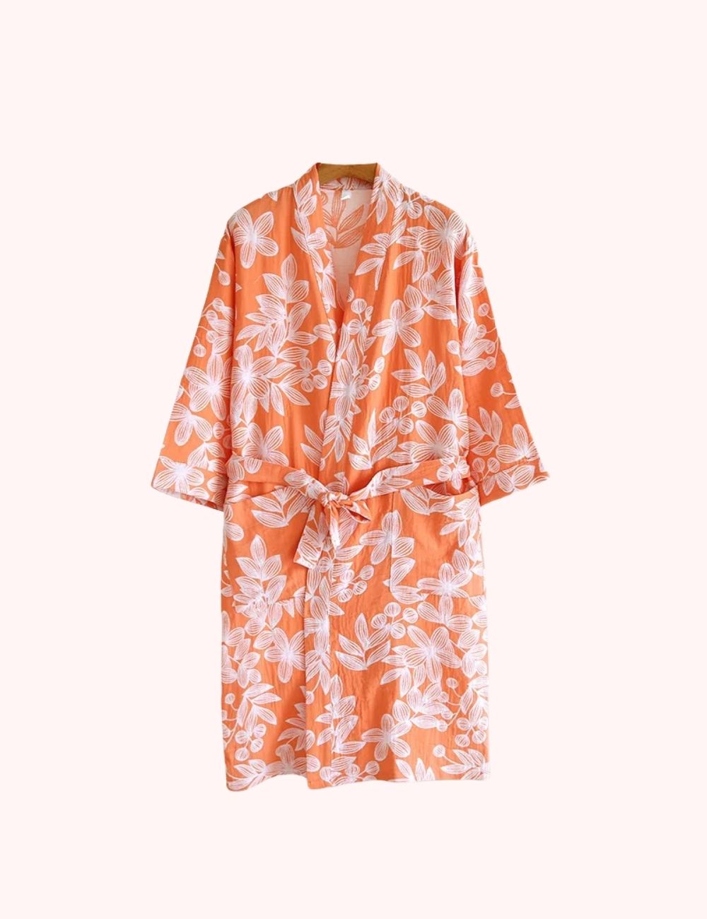 Peignoir Kimono | Orange Fleuri