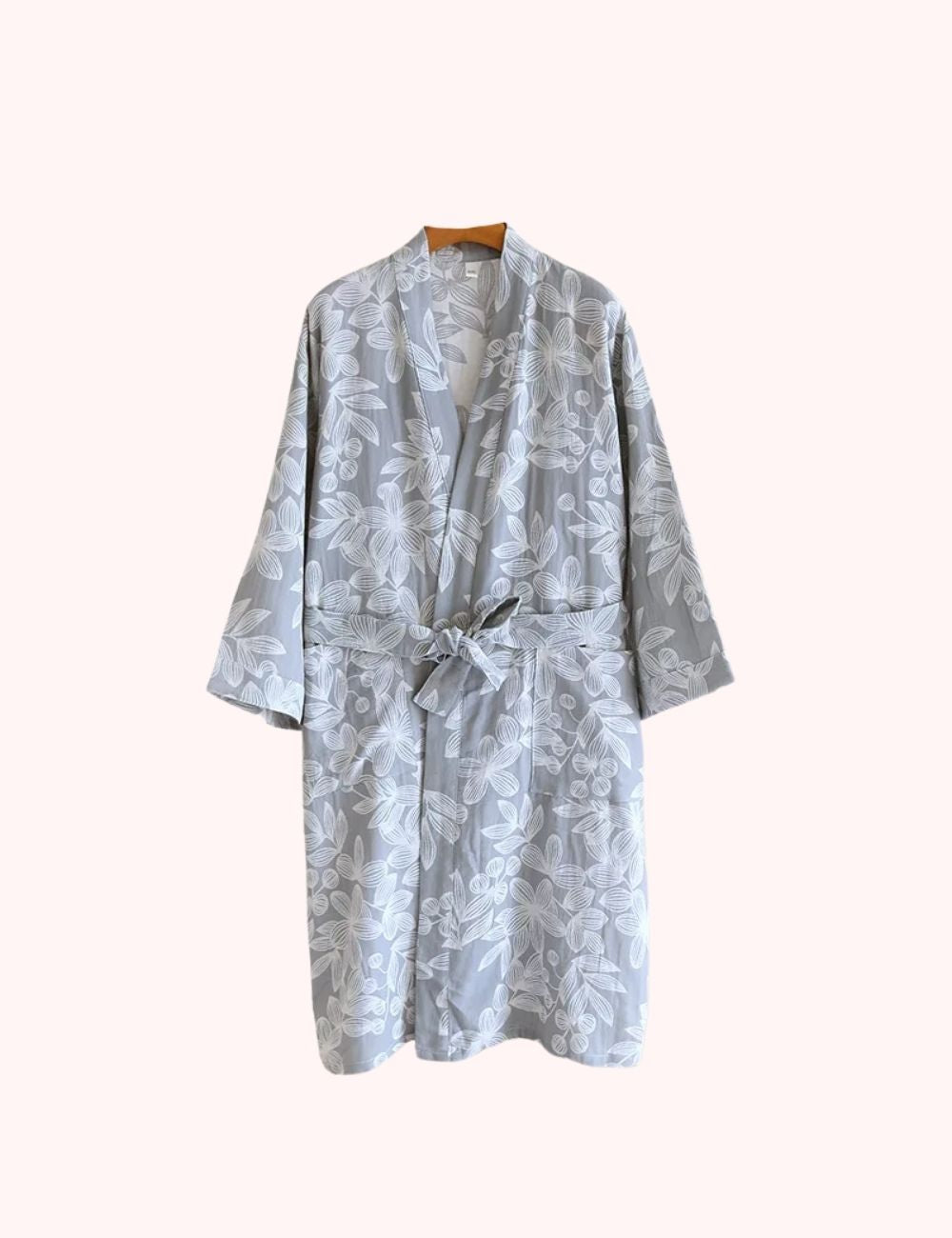 Peignoir Kimono | Gris Fleuri
