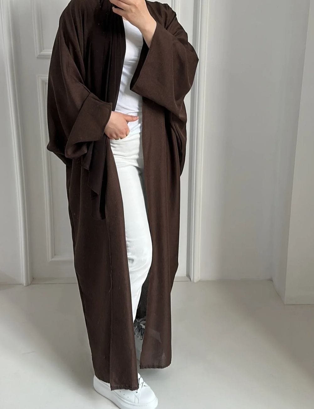 abaya kimono marron