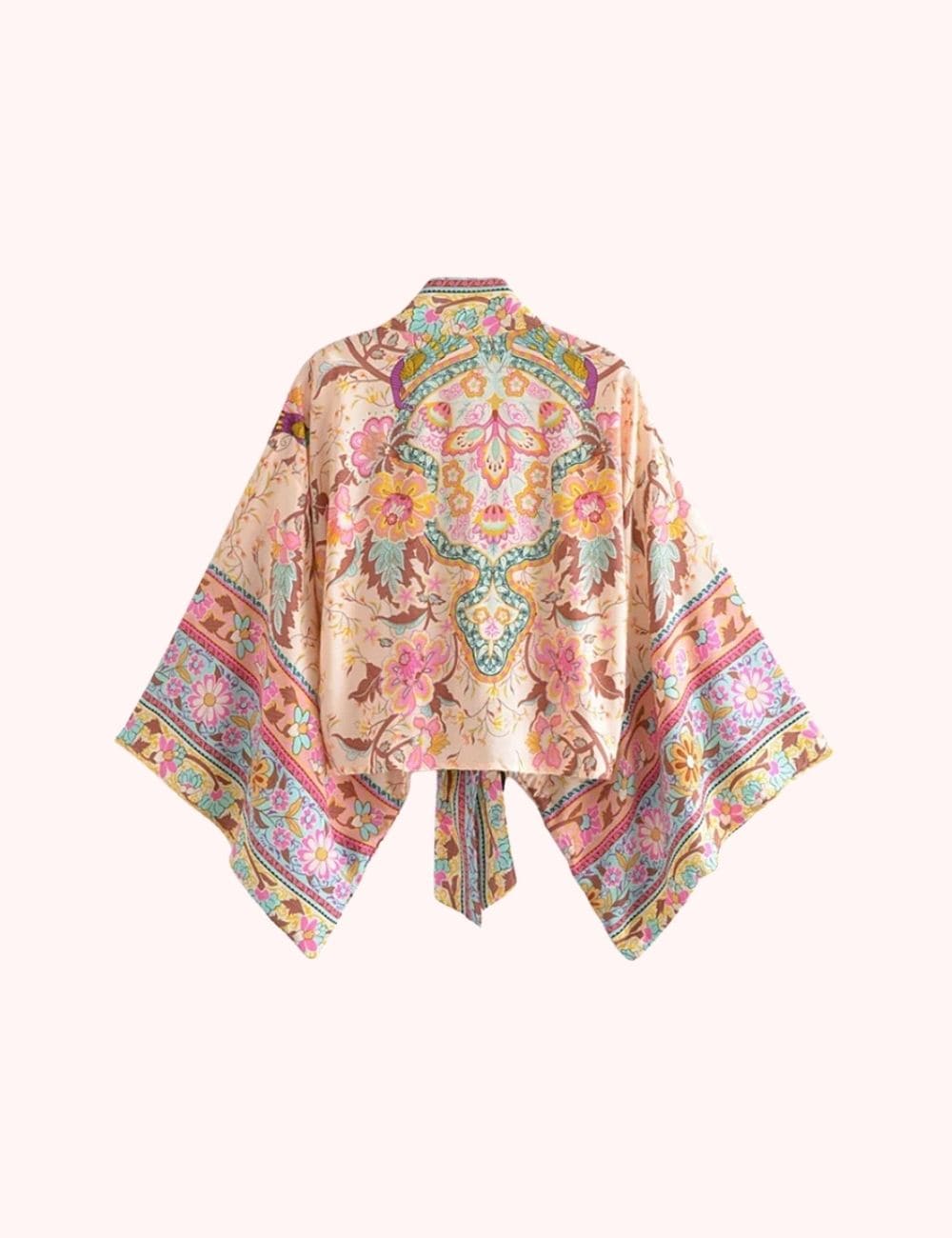 kimono court blanc et rose