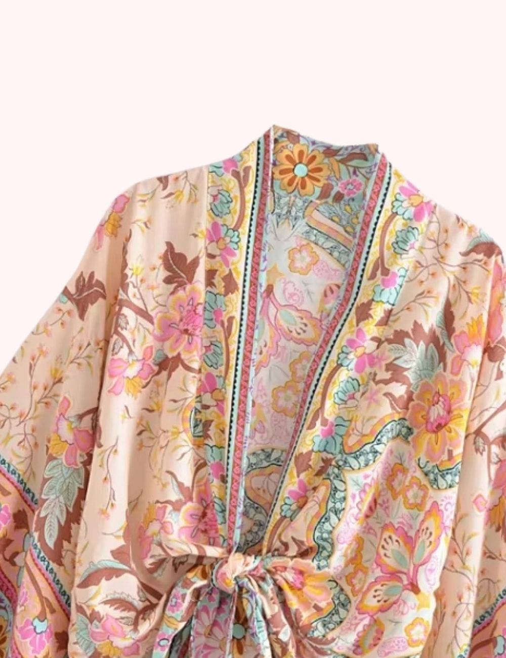 kimono court blanc et rose