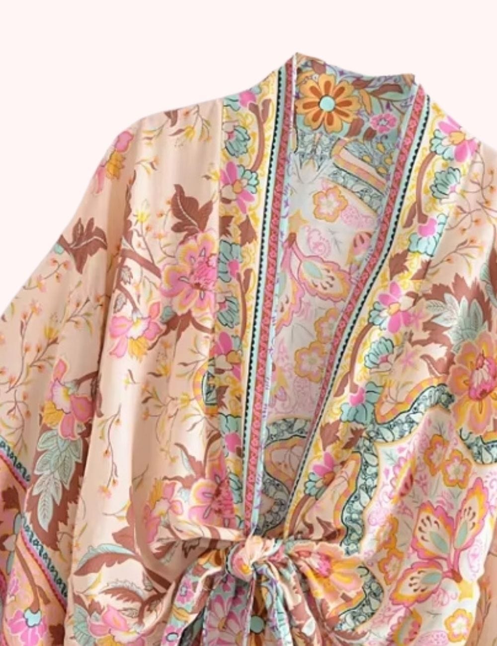 kimono court blanc et rose
