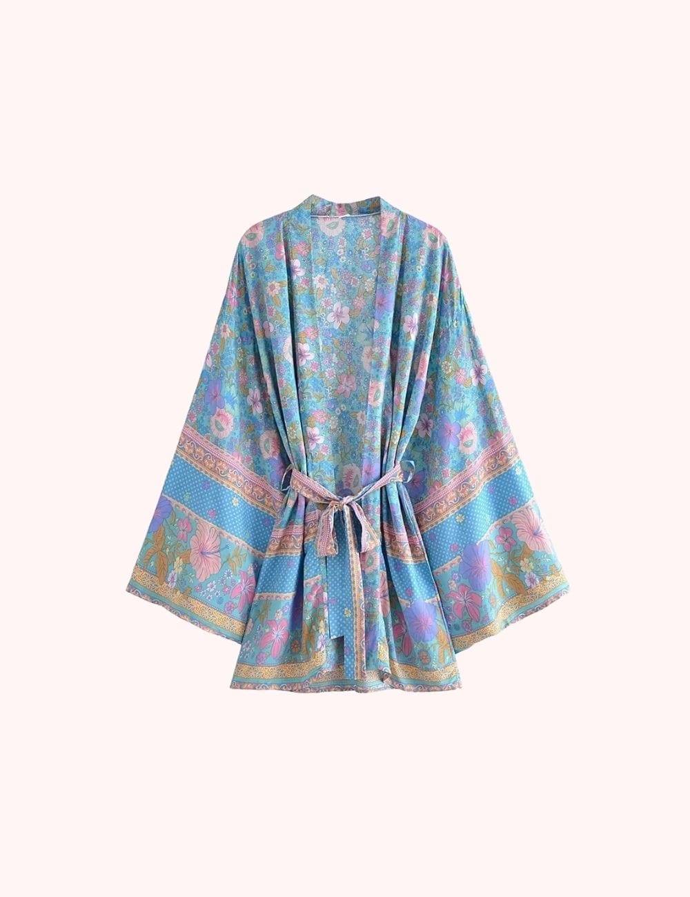 kimono court bleu femme​