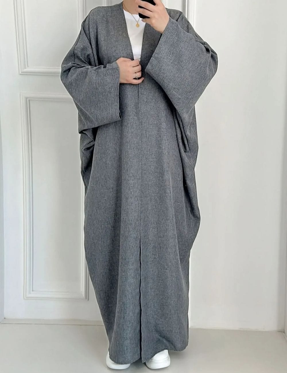 kimono long femme gris abaya
