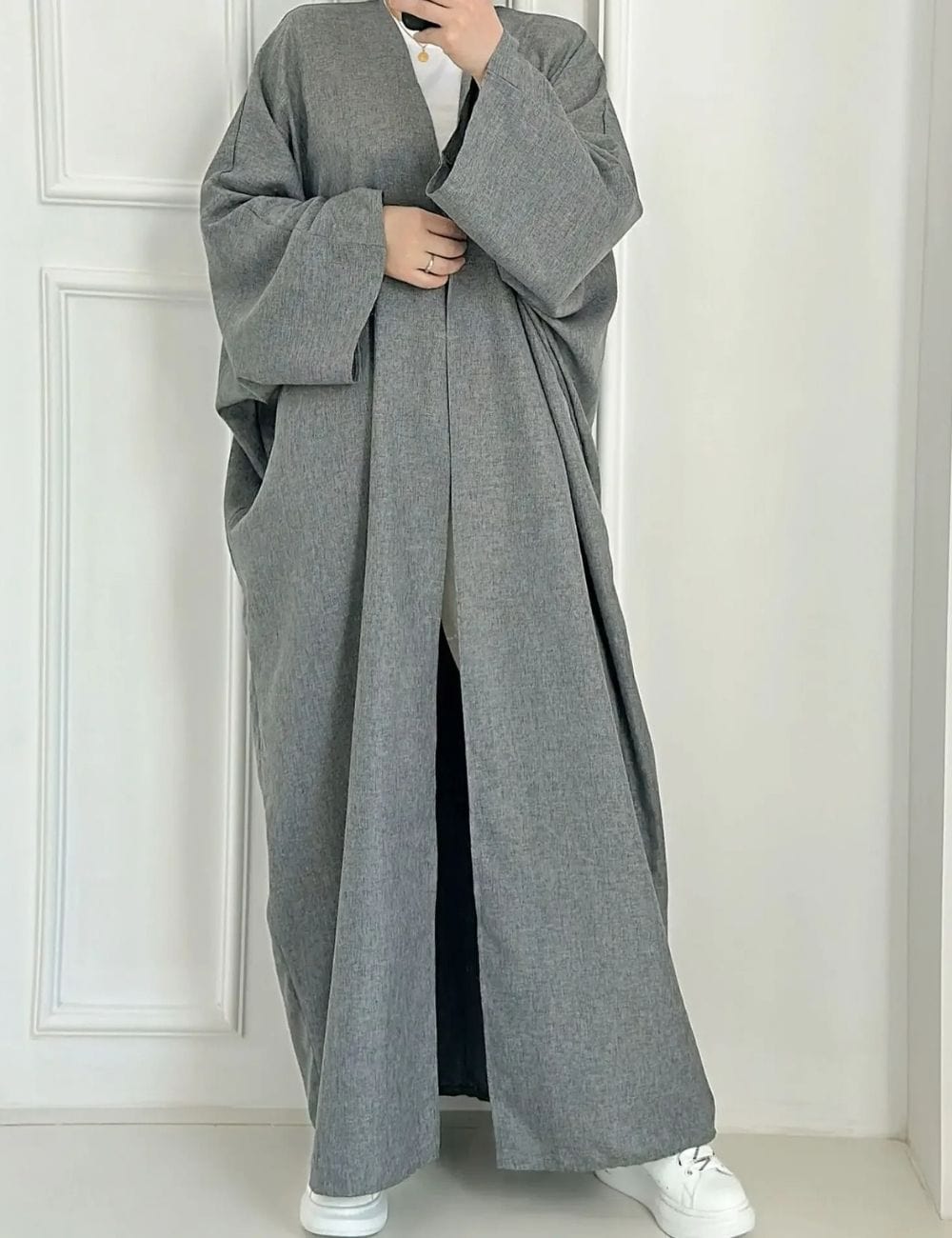 kimono long femme gris abaya