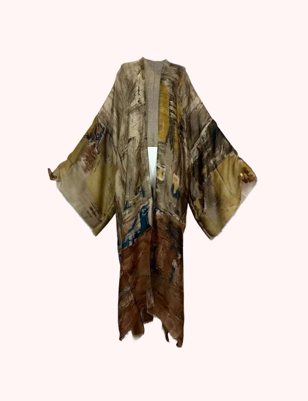kimonos très long marron claire femme