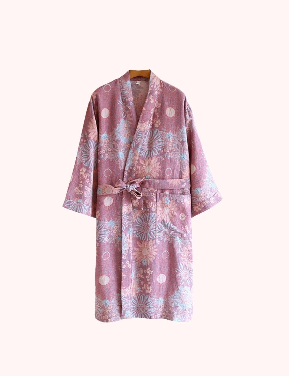 peignoir femme kimono rose pale