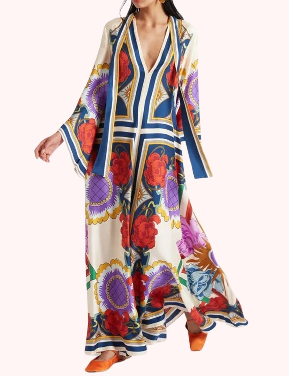 robe kimono rouge fleuri