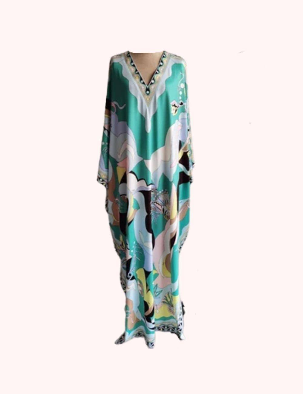 robe kimono soie vert emeraude