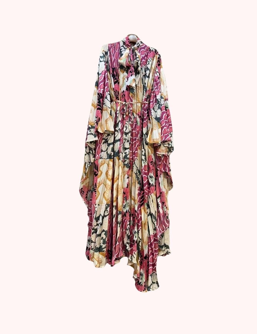 robe longue rose manches kimono